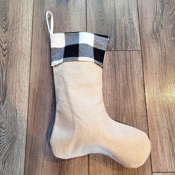 4 Buffalo Plaid/ Burlap Stockings | NWOT - Picture 3 of 3